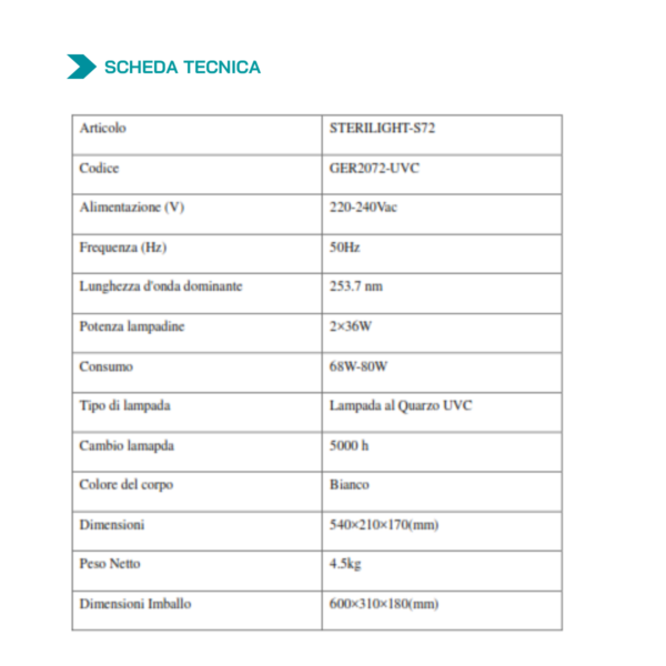 Scheda Tecnica Steri-Light